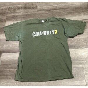Vintage 2000s Call Of Duty 2 Video Game Promo Green T-Shirt XL